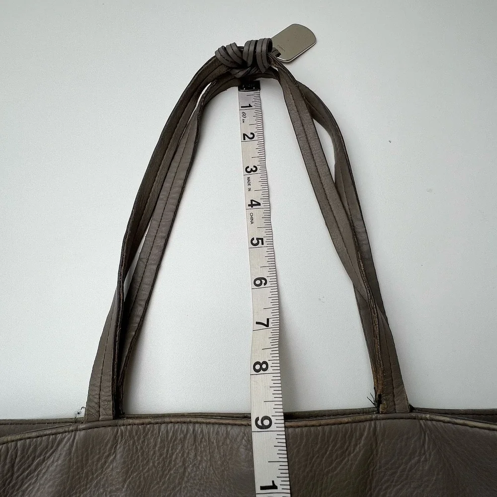 FURLA Large Open Top Expandable Side Zip Tote Shopper Taupe Leather 14